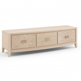 Credenza sagomata con decoro foglia, dettaglio cassetti