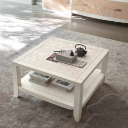 Tavolino da salotto quadrato con decoro foglia