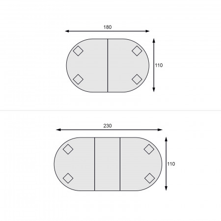 Tavolo ovale allungabile 180/230x110 con decoro foglia