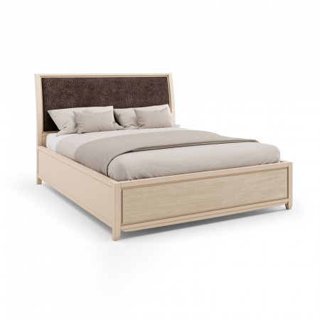 Letto matrimoniale con contenitore, testata imbottita