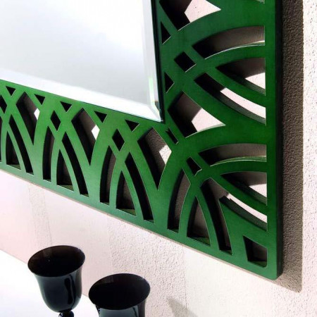 Specchiera cattedrale specchio molato cornice verde