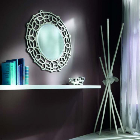 Specchio rotondo moderno con cornice traforata