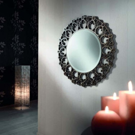 Specchio rotondo moderno con cornice traforata laccata