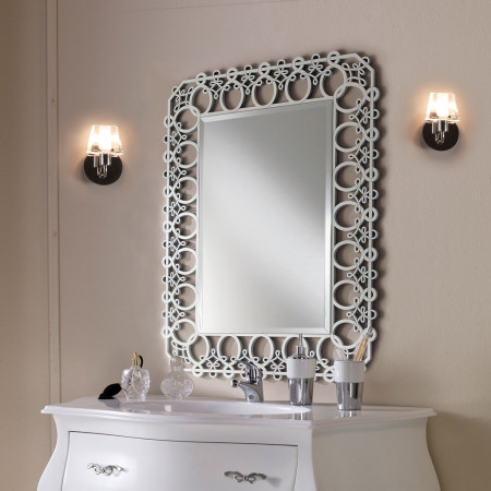 Specchio moderno con nodi, cornice traforata rettangolare