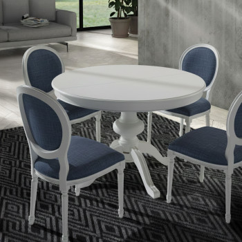 Tavolo rotondo liscio allungabile con sedie arancioni