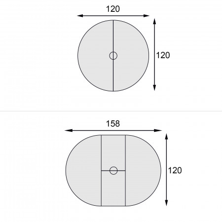 Schema dimensioni Tavolo rotondo intarsiato allungabile
