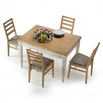 Tavolo allungabile in frassino ambientato con sedie moderni