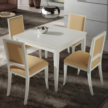 Tavolo fisso in legno con piano quadrato