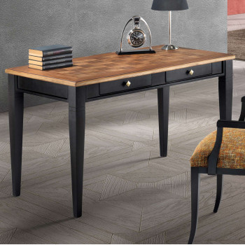 Scrittoio intarsiato con cassetti e gambe a spillo