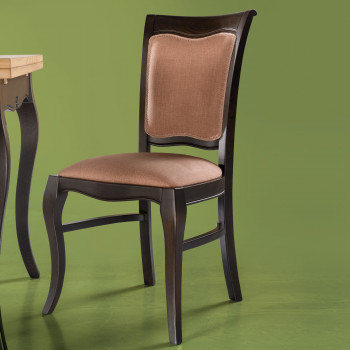 Sedia in faggio, tessuto imbottito, gambe a sciabola