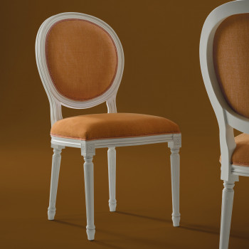 Sedia in faggio con seduta imbottita arancione