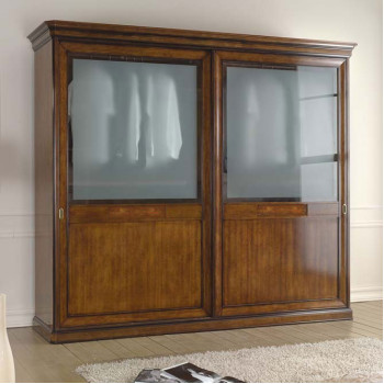 Armadio con ante scorrevoli e intarsi floreali