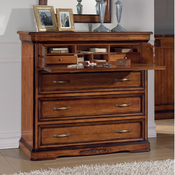 Comò con ribalta e cassettini in legno di toulipier