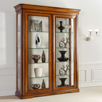 Vetrina 2 ante tutta vetro con dettagli in legno di toulipier