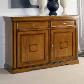 Credenza 2 porte 2 cassetti con intarsio floreale