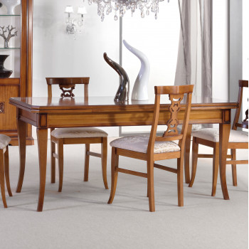 Tavolo gambe sciabola allungabile con dettagli in legno