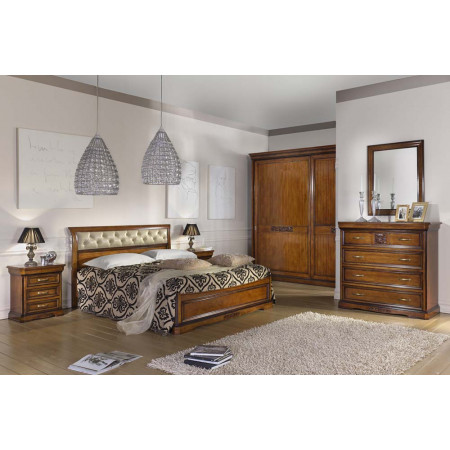 Letto con testata imbottita ecopelle in legno toulipier