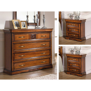 Gruppo como' e comodini in legno di toulipier