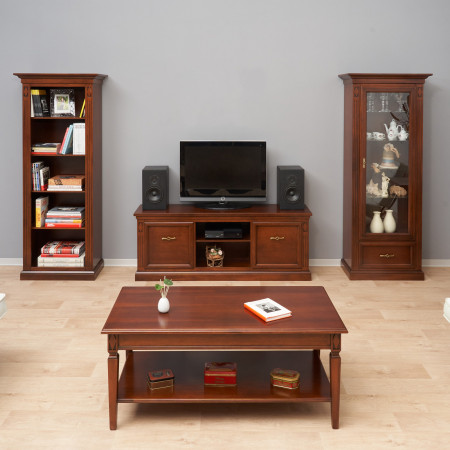 Tavolino da salotto rettangolare in legno 130x70 con ripiano inferiore