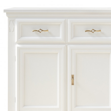 Credenza in legno 2 porte 1 cassetto, dettaglio maniglie