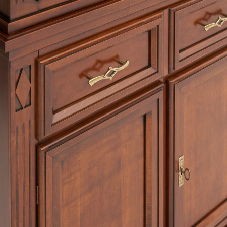 Credenza in legno 2 porte 1 cassetto, dettaglio frontale