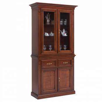 Vetrina in legno 4 porte 1 cassetto con intagli rombo