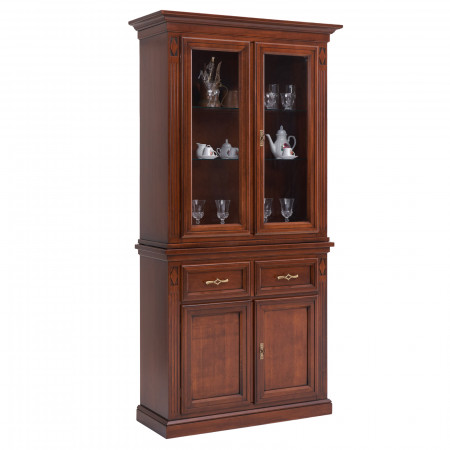 Vetrina in legno 4 porte 1 cassetto con intagli rombo