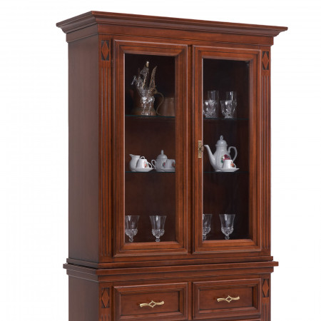 Vetrina in legno 4 porte con decorazione rombo