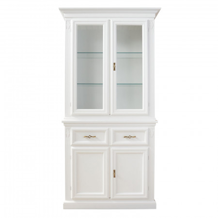 Vetrina in legno 4 porte 1 cassetto, decorazione rombo