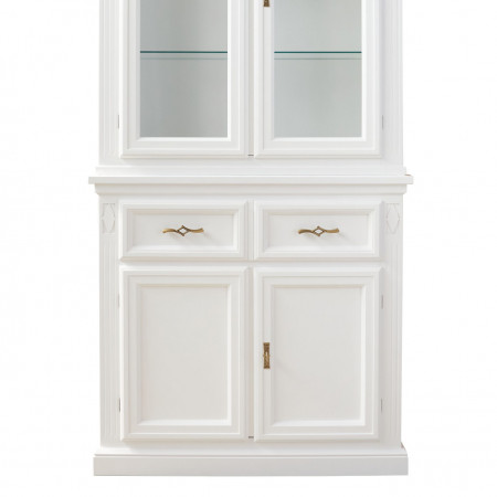 Vetrina in legno 4 porte 1 cassetto, decorazione rombo