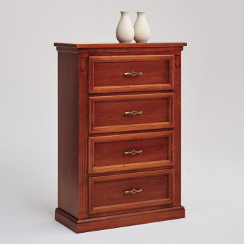 Cassettiera in stile classico 4 cassetti con decorazioni intagliate