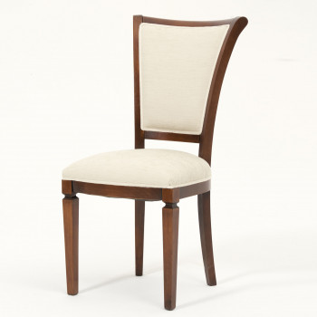 Sedia imbottita in legno massiccio di tiglio con seduta elegante