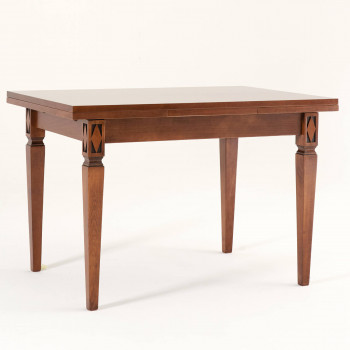 Tavolo allungabile da 120x80 a 200x80, dettaglio gambe a spillo