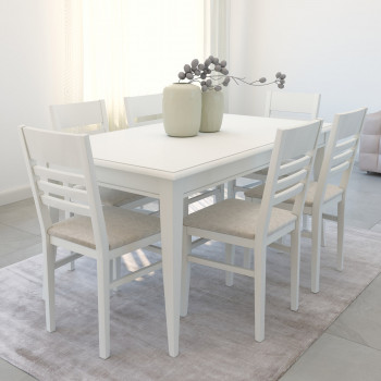 Tavolo rettangolare allungabile bianco, dettaglio ambiente