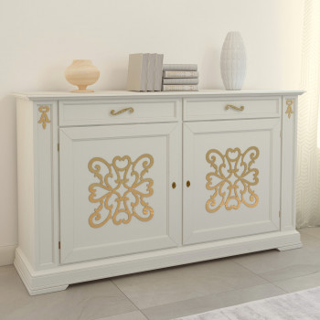 Credenza Gardenia 2 porte con decoro in rilievo dettaglio decorativo