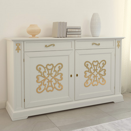 Credenza Gardenia 2 porte con decoro in rilievo dettaglio decorativo
