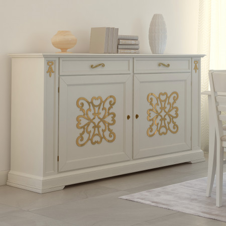 Credenza Gardenia 2 porte, decoro in rilievo dorato