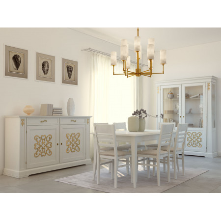 Credenza Gardenia 2 porte con decoro in rilievo, ambiente sala da pranzo