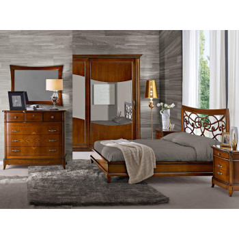 Camera da letto classica Armonia con letto e comò intarsiato