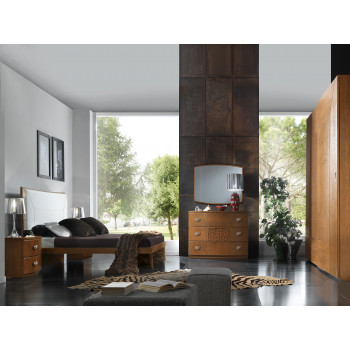 Camera da letto Certosa con testata in ecopelle e legno massello