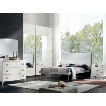 Camera da letto Giudecca con testata imbottita e armadio a specchio