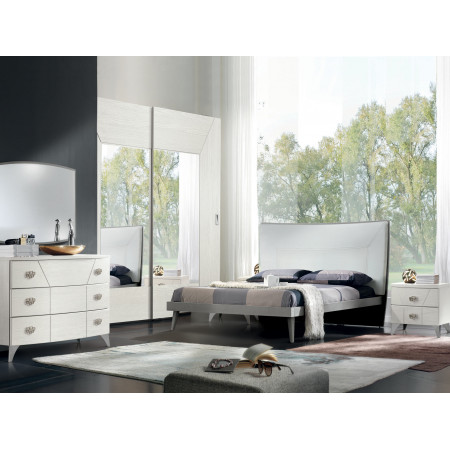 Camera da letto Giudecca con testata imbottita e armadio a specchio