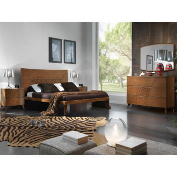 Camera da letto Lido, dettaglio testata scolpita