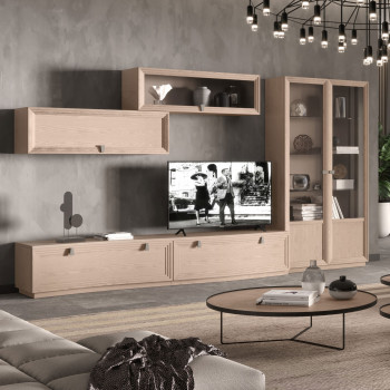 Parete attrezzata Linosa base sagomata e vetrine