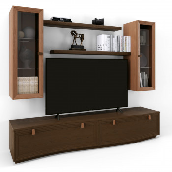 Parete attrezzata Elba con base sagomata in legno