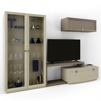 Parete attrezzata Pianosa con vetrine in vetro