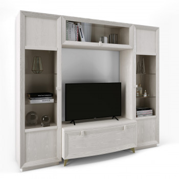 Parete attrezzata Filicudi con vetrine e dettagli sagomati