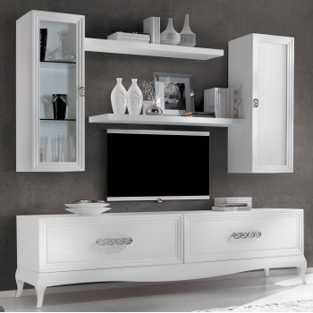 Parete attrezzata Lipari con ante a vetro e mensole