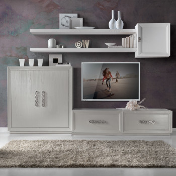 Parete attrezzata Fortuna porta tv in legno con mensole