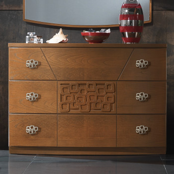 Comò 3 cassetti con decorazione traforata legno frassino